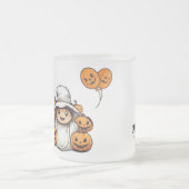 Niedlicher Geist mit Pumpkins Trick oder Treat Hal Mattglastasse (Mittel)