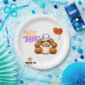 Niedlicher Geist mit Pumpkins Trick oder Treat Hal Pappteller (Party)