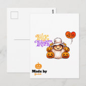 Niedlicher Geist mit Pumpkins Trick oder Treat Hal Postkarte (Vorne/Hinten)