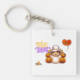 Niedlicher Geist mit Pumpkins Trick oder Treat Hal Schlüsselanhänger