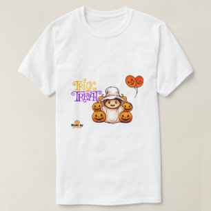 Niedlicher Geist mit Pumpkins Trick oder Treat Hal T-Shirt