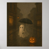 Niedlicher Geist mit Schirm | Halloween Dark Acade Poster (Vorne)