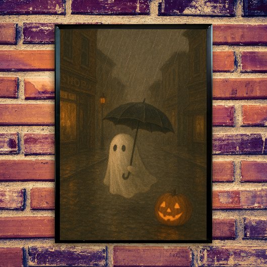 Niedlicher Geist mit Schirm | Halloween Dark Acade Poster