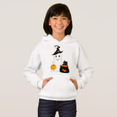 Niedlicher Geist mit schwarzer Katze feiert Halbze Hoodie (Vorne ganz)
