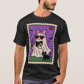 Niedlicher Geist mit schwarzer Katze T-Shirt (Vorderseite)