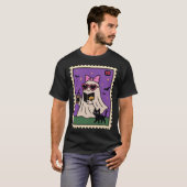 Niedlicher Geist mit schwarzer Katze T-Shirt (Vorne ganz)