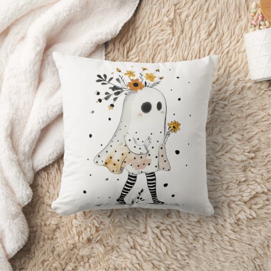 Niedlicher Geist mit Sonnenblumen Whimsical Hallow Kissen (Decke)