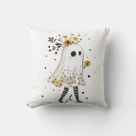 Niedlicher Geist mit Sonnenblumen Whimsical Hallow Kissen