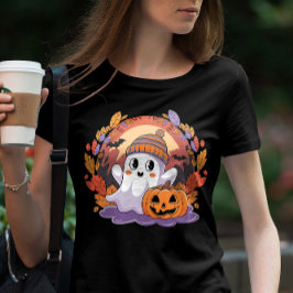 Niedlicher Geist mit Spooky Pumpkin Buddy Hallowee T-Shirt