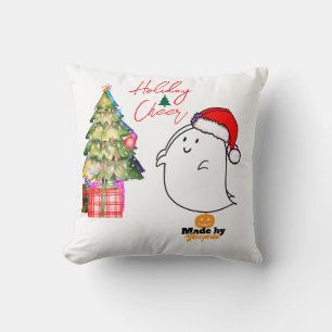 Niedlicher Geist mit Weihnachtsmannmütze & Christb Kissen