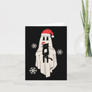 Niedlicher Geist mit Weihnachtsmannmütze mit schwa Karte