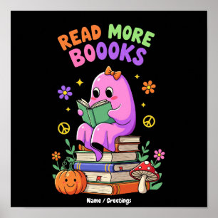 Niedlicher Geist "Read More Booooks" Witziges Hall Poster