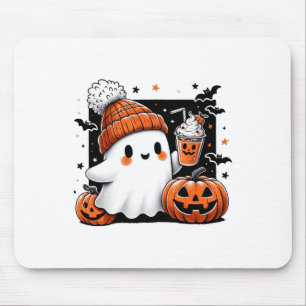 Niedlicher Geist trinken Kaffee Halloween Kostümco Mousepad
