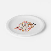 Niedlicher Geist und Kürbisflora Spooky Pappteller (Schrägansicht)