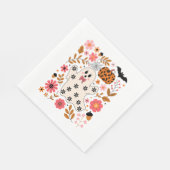 Niedlicher Geist und Kürbisflora Spooky Serviette (Ecke)