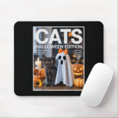 Niedlicher Geist und Schwarze Katze Funny Hallowee Mousepad (Mit Mouse)