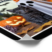 Niedlicher Geist und schwarze Katze Funny Hallowee Poster (Ecke)