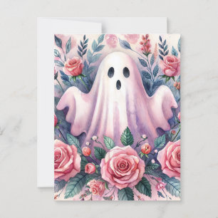 Niedlicher Geist unter rosa Rosen Postkarte