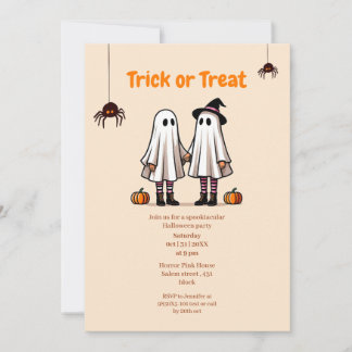 Niedlicher Geistertrick oder Halloween-Party behan Einladung