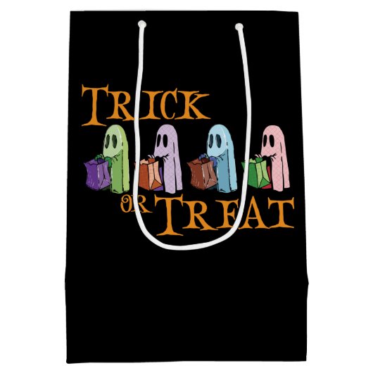 Niedlicher Geistertrick oder Treat Bag Mittlere Geschenktüte (Rückseite)