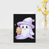 Niedlicher Geistertrinkkaffee Halloween-Kaffee Karte (Gelbe Blume)