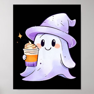 Niedlicher Geistertrinkkaffee Halloween-Kaffee Poster