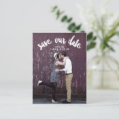 Niedlicher gekrümmter Text | Foto Save the Date Po Ankündigungspostkarte (Stehend Vorderseite)