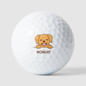 Niedlicher Gelbe Labrador Dog Individuelle Name Golfball (Vorderseite)