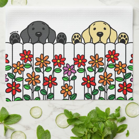 Niedlicher Gelbe Labrador mit schwarzem Lab Geschirrtuch (Gefaltet)