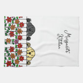 Niedlicher Gelbe Labrador mit schwarzem Lab Geschirrtuch (Horizontal)