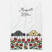 Niedlicher Gelbe Labrador mit schwarzem Lab Geschirrtuch (Vertikal)