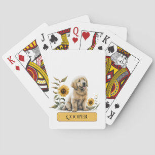 Niedlicher Gelbe Labrador Welpe mit Sonnenblumen, Spielkarten