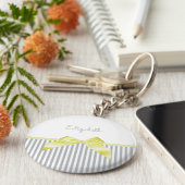 Niedlicher gelber Bow mit grauem Girl-Streifen und Schlüsselanhänger (Seite)