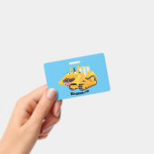 Niedlicher gelber Bulldozer-Comiczeichner Ausweis (Handheld)