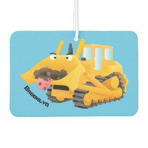 Niedlicher gelber Bulldozer-Comiczeichner Autolufterfrischer