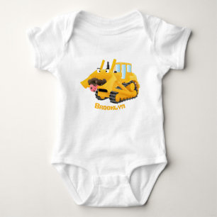 Niedlicher gelber Bulldozer-Comiczeichner Baby Strampler