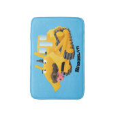 Niedlicher gelber Bulldozer-Comiczeichner Badematte (Vorderseite Vertikal)