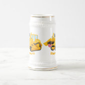 Niedlicher gelber Bulldozer-Comiczeichner Bierglas (Mittel)