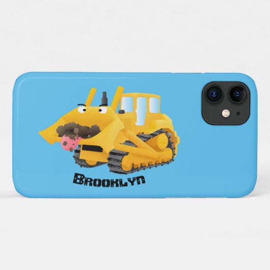 Niedlicher gelber Bulldozer-Comiczeichner Case-Mate iPhone Hülle (Rückseite (Horizontal))