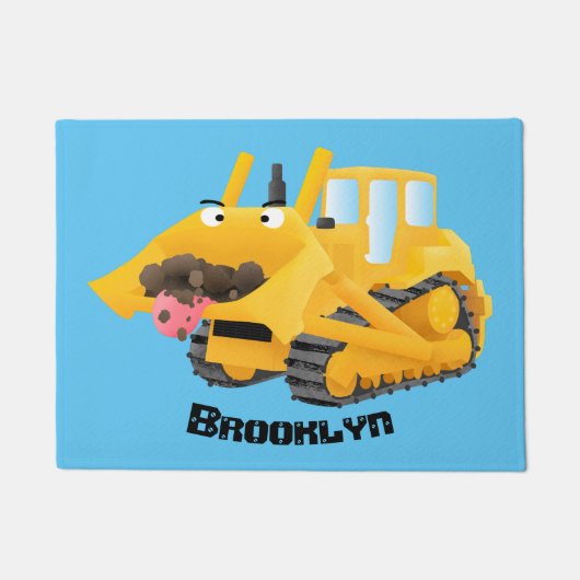 Niedlicher gelber Bulldozer-Comiczeichner Fußmatte (Vorderseite)