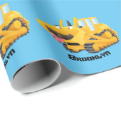 Niedlicher gelber Bulldozer-Comiczeichner Geschenkpapier (Rolleneckpunkt)