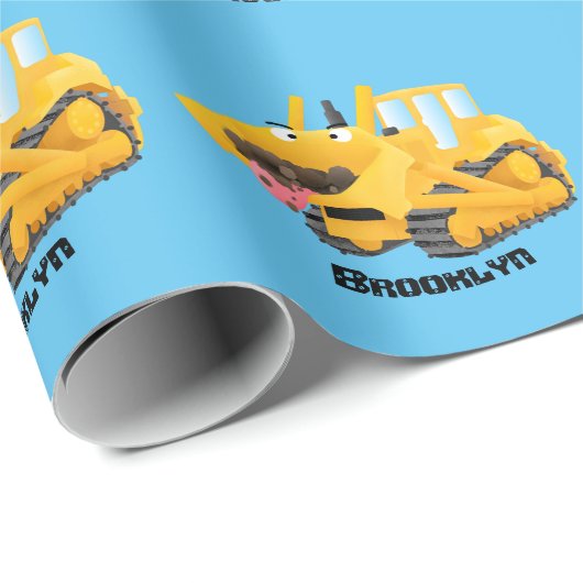 Niedlicher gelber Bulldozer-Comiczeichner Geschenkpapier (Rolleneckpunkt)