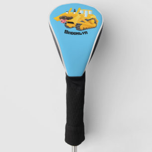 Niedlicher gelber Bulldozer-Comiczeichner Golf Headcover