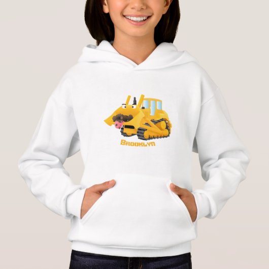 Niedlicher gelber Bulldozer-Comiczeichner Hoodie (Vorderseite)