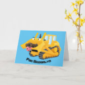 Niedlicher gelber Bulldozer-Comiczeichner Karte (Gelbe Blume)