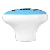 Niedlicher gelber Bulldozer-Comiczeichner Keramikknauf (Seitenansicht)