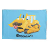 Niedlicher gelber Bulldozer-Comiczeichner Kissenbezug (Rückseite)