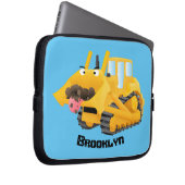 Niedlicher gelber Bulldozer-Comiczeichner Laptopschutzhülle (Vorne Rechts)