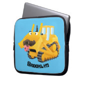 Niedlicher gelber Bulldozer-Comiczeichner Laptopschutzhülle (Vorderseite Links)