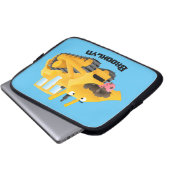 Niedlicher gelber Bulldozer-Comiczeichner Laptopschutzhülle (Vorne Knopf)